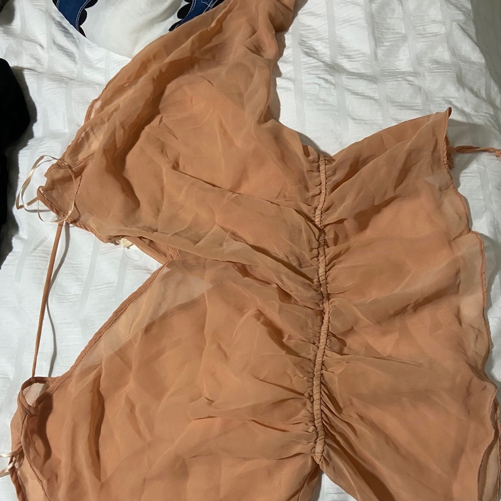 Beige transparent top